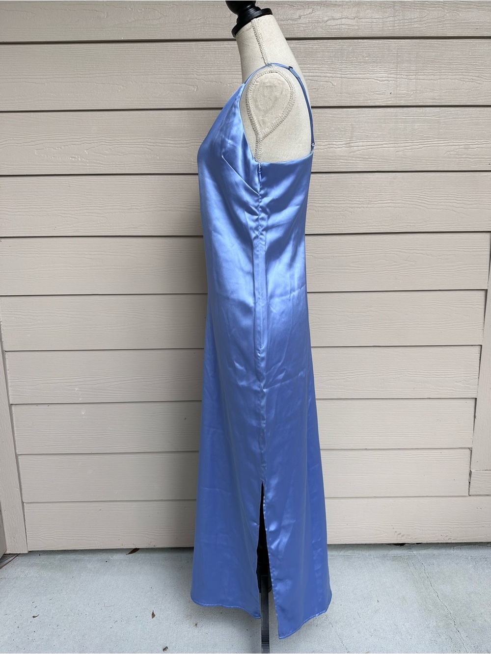 Marine Layer Women's Gabrielle Slip Maxi Satin Dress Periwinkle Size Large (A7) - Picture 6 of 10